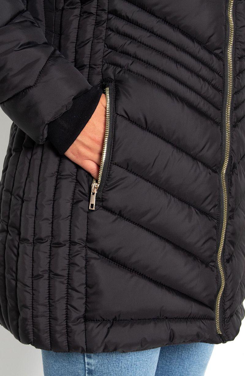 Parka Manga Larga Con Capucha Y  Cierre En Delantero-3