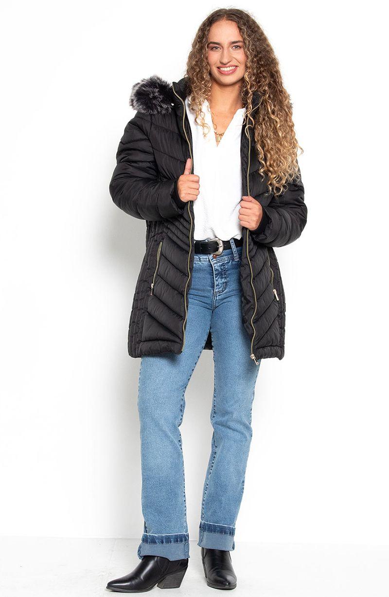 Parka Manga Larga Con Capucha Y  Cierre En Delantero-7