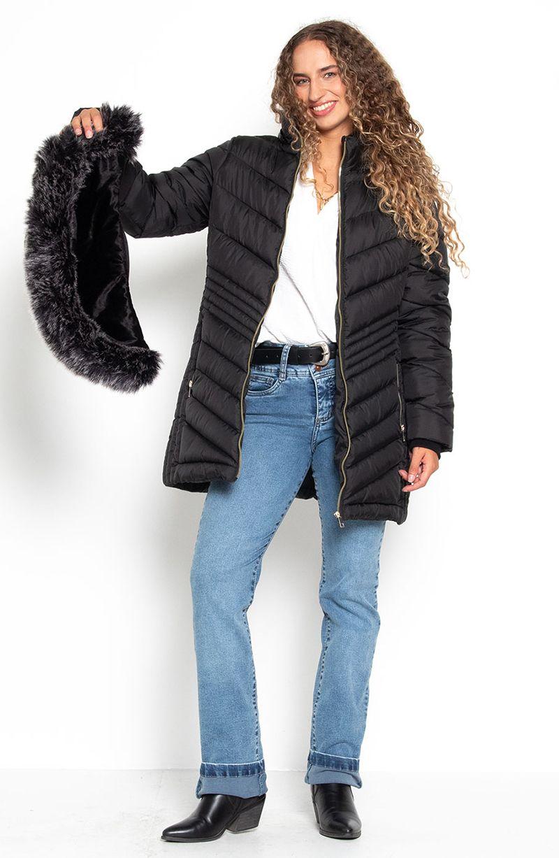 Parka Manga Larga Con Capucha Y  Cierre En Delantero-9