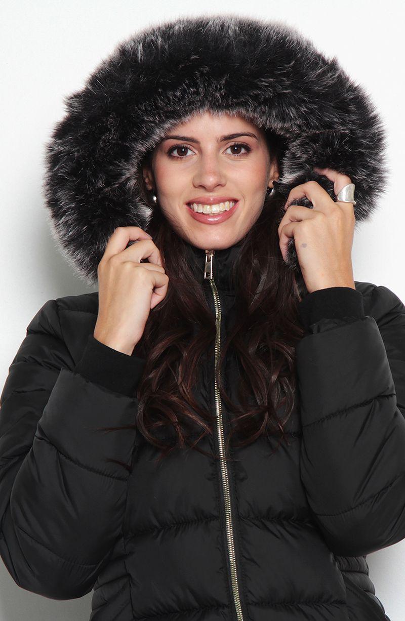 Parka Manga Larga Con   Capucha Y Cierre En Delantero-2