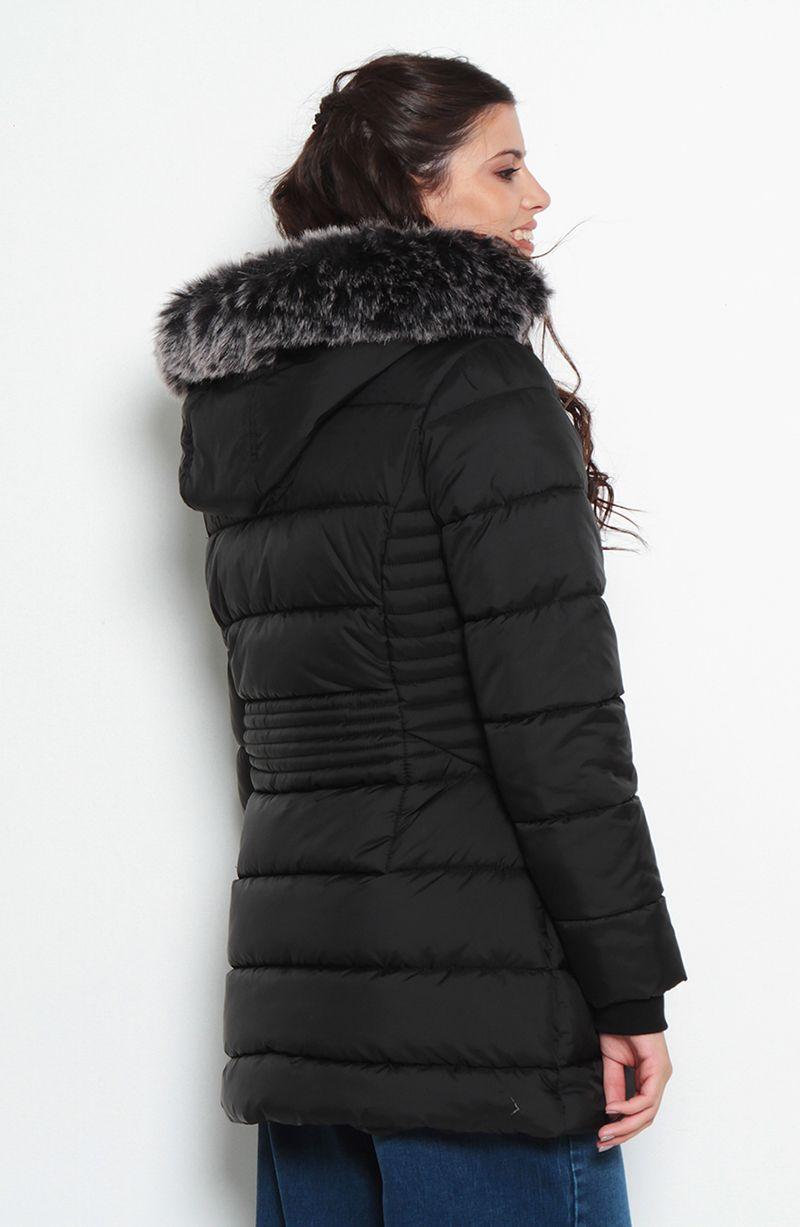 Parka Manga Larga Con   Capucha Y Cierre En Delantero-6