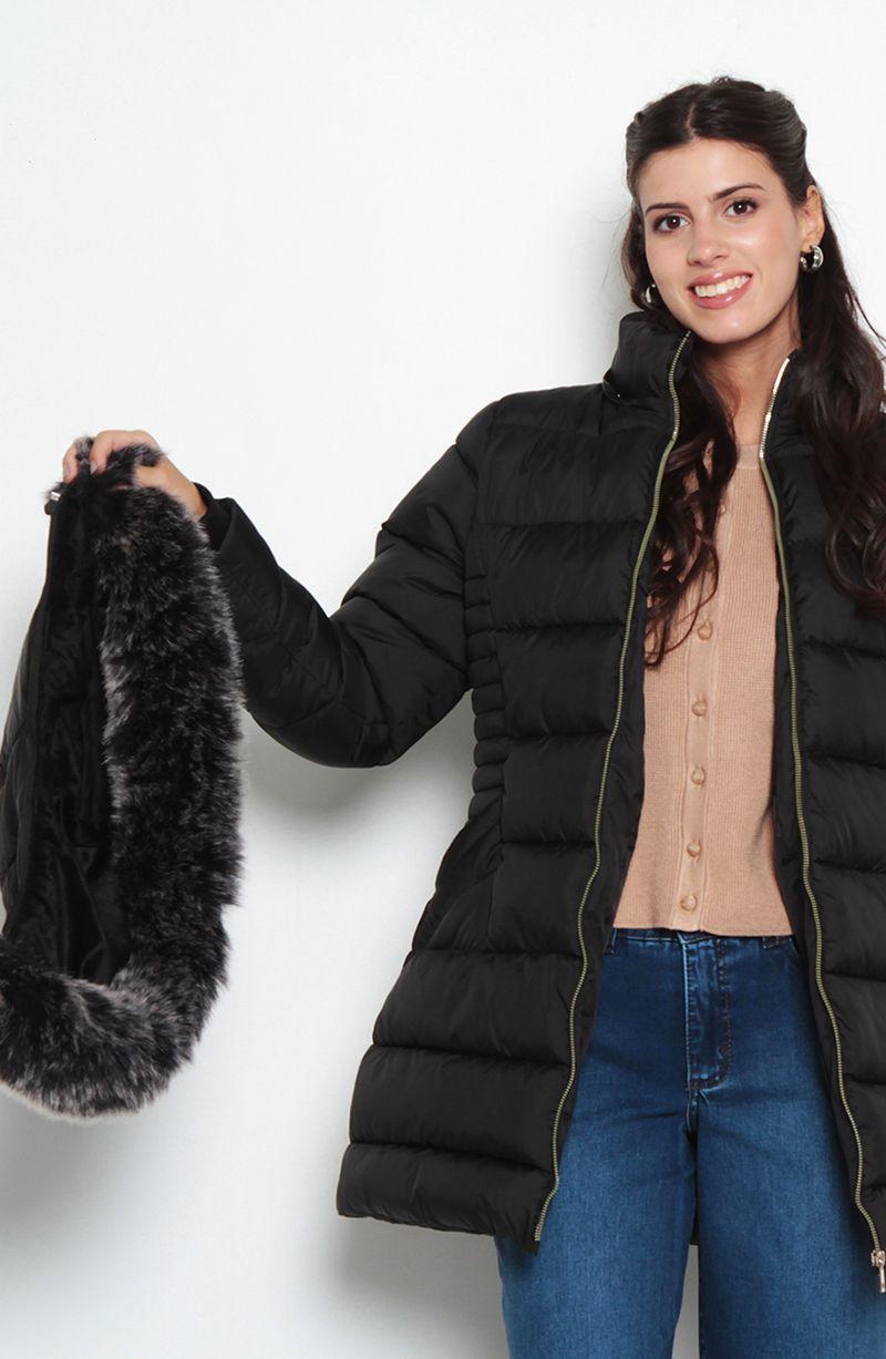 Parka Manga Larga Con   Capucha Y Cierre En Delantero-9