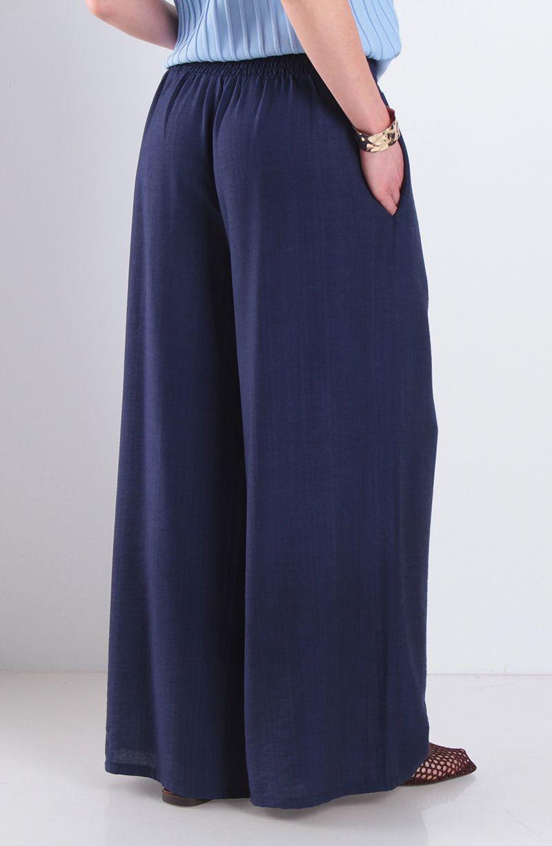 Pantalon Wide Leg Tiro Alto Pretina Ancha Elasticada-3