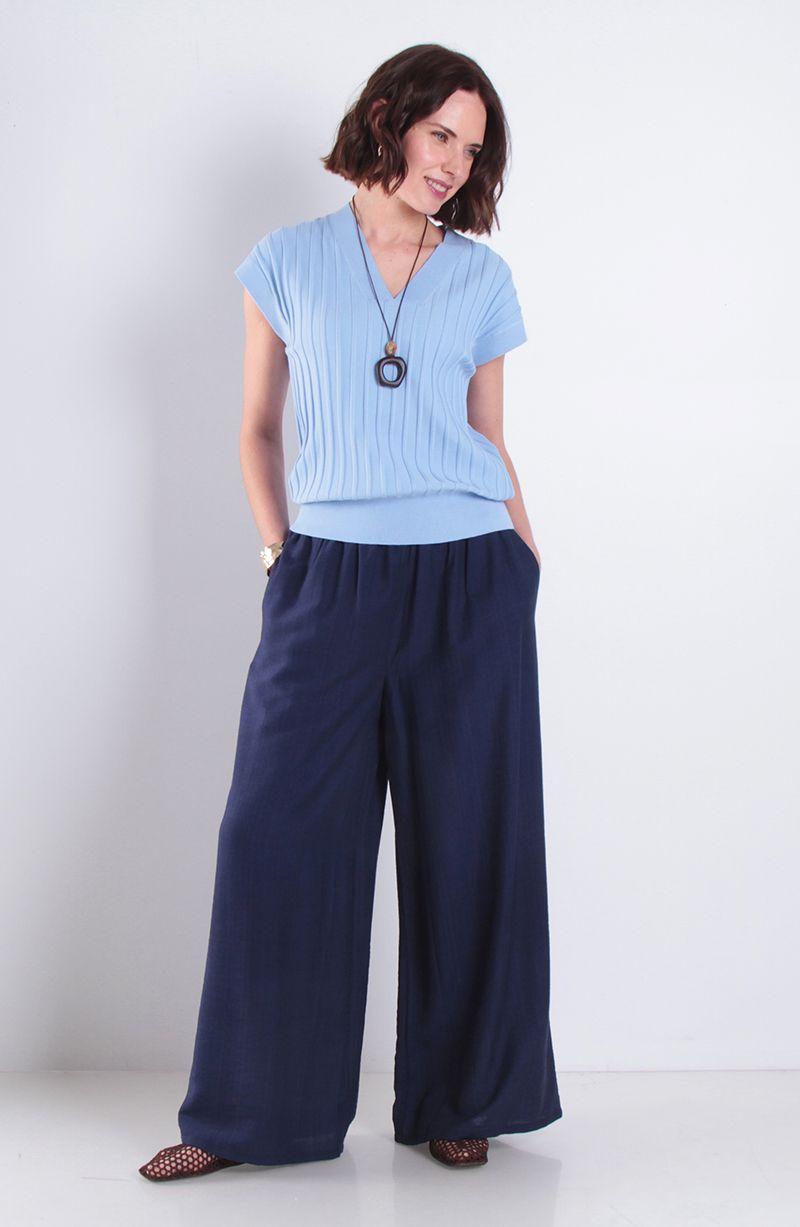 Pantalon Wide Leg Tiro Alto Pretina Ancha Elasticada-6
