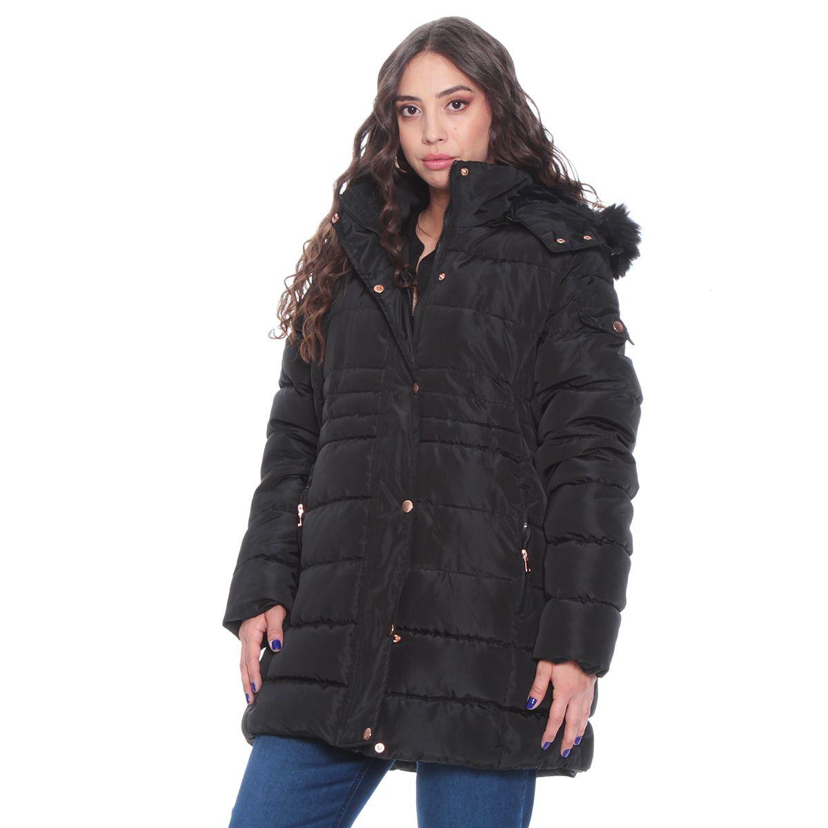 Parka Larga Manga Larga Con Capucha  Solido-0