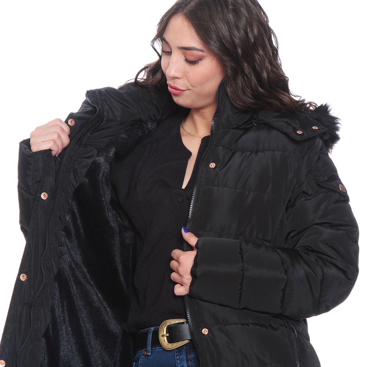 Parka Larga Manga Larga Con Capucha  Solido-6