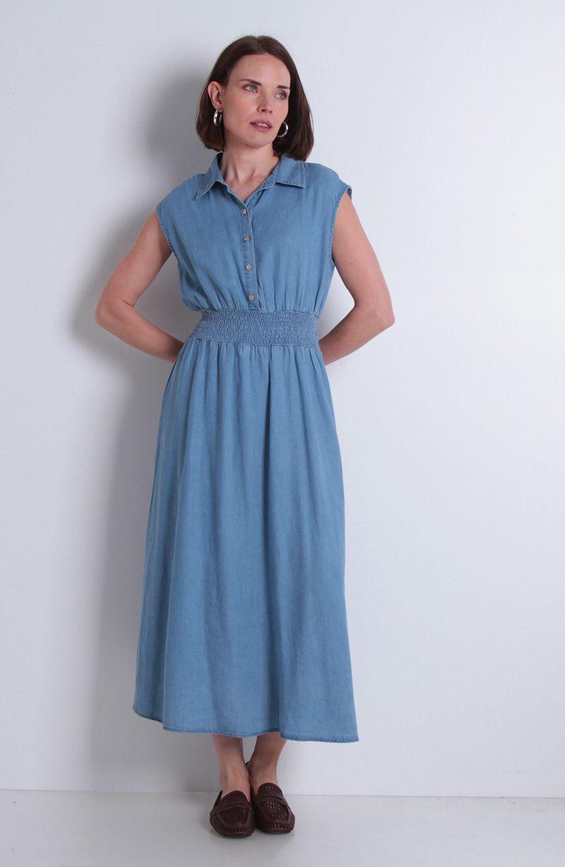 Vestido Sin Manga Lyocell Con Cintura Elasticada-1