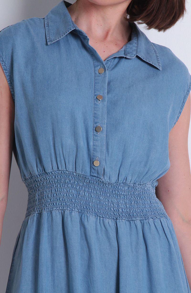 Vestido Sin Manga Lyocell Con Cintura Elasticada-2