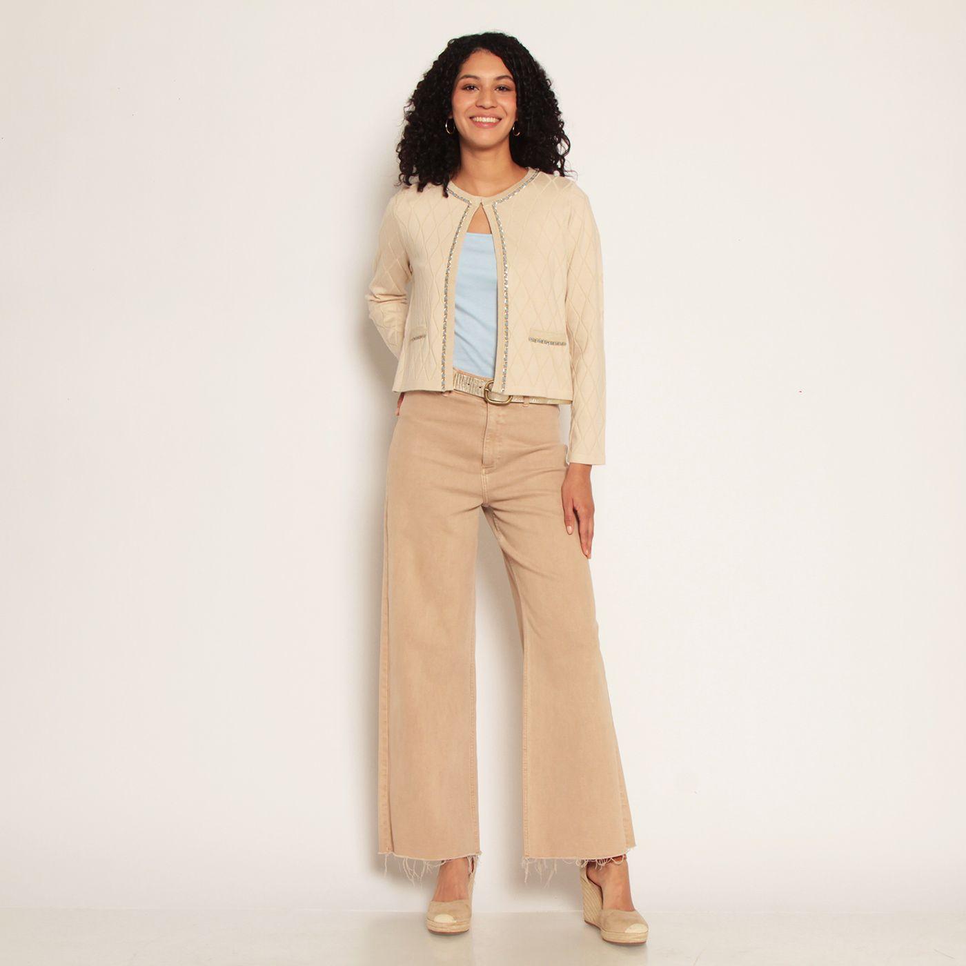 Chaleco Manga Larga Abierto En Delantero-5