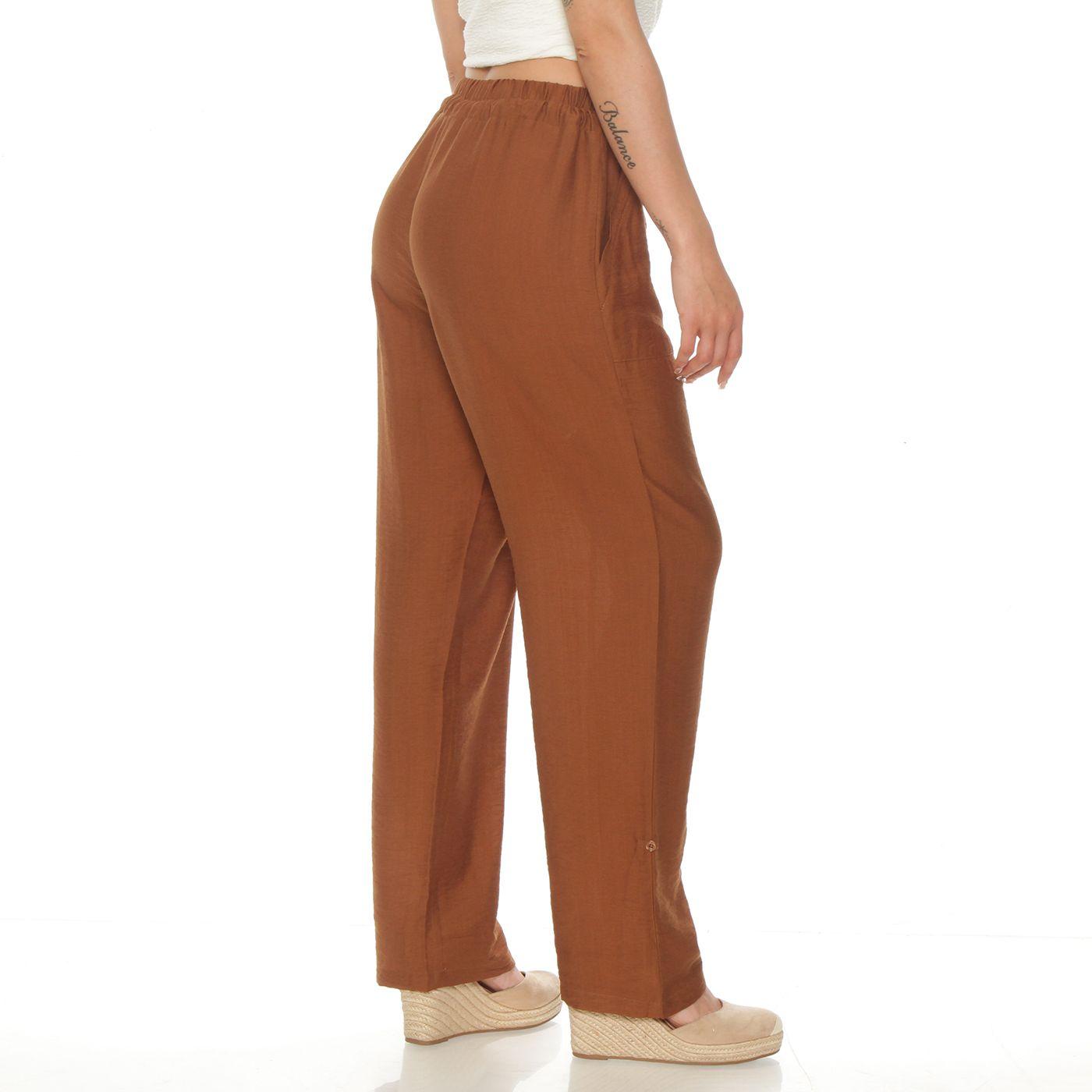 Pantalon Wide Leg Cargo Tiro Alto Pretina Elasticada Y Lazo-5