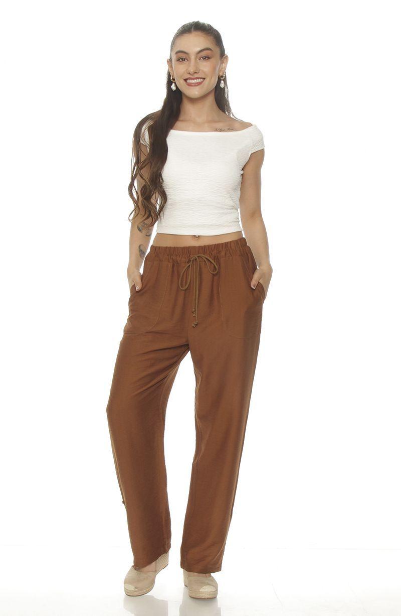 Pantalon Wide Leg Cargo Tiro Alto Pretina Elasticada Y Lazo-3