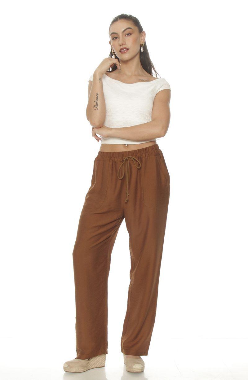 Pantalon Wide Leg Cargo Tiro Alto Pretina Elasticada Y Lazo-4