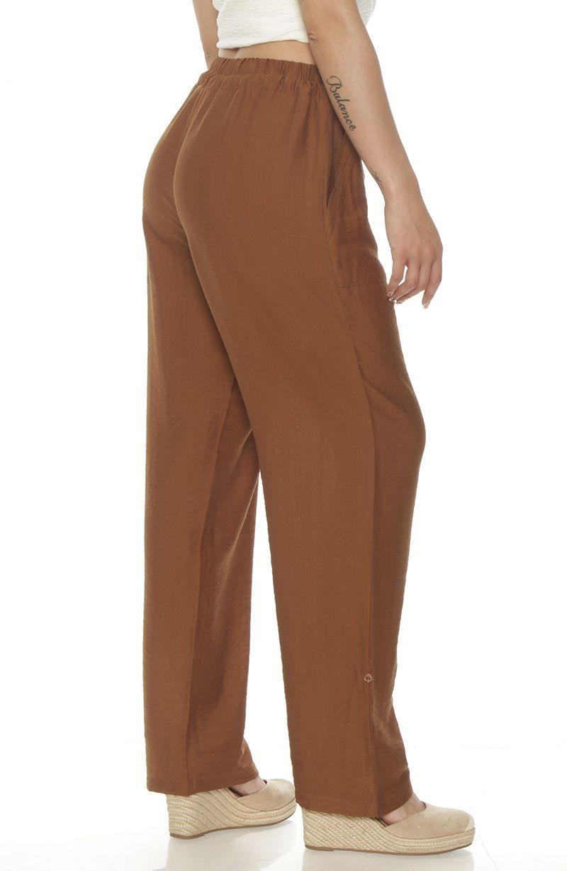 Pantalon Wide Leg Cargo Tiro Alto Pretina Elasticada Y Lazo-5