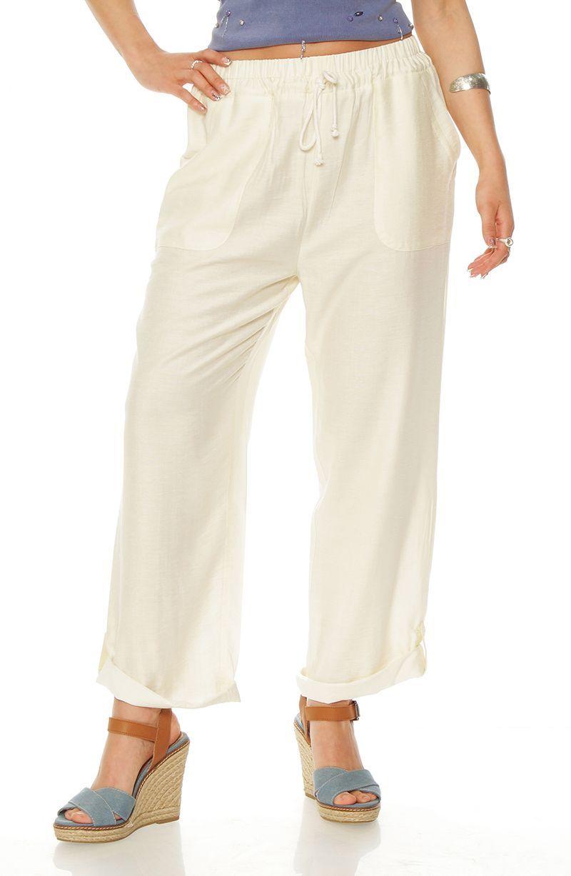 Pantalon Wide Leg Cargo Tiro Alto Pretina Elasticada Y Lazo-0