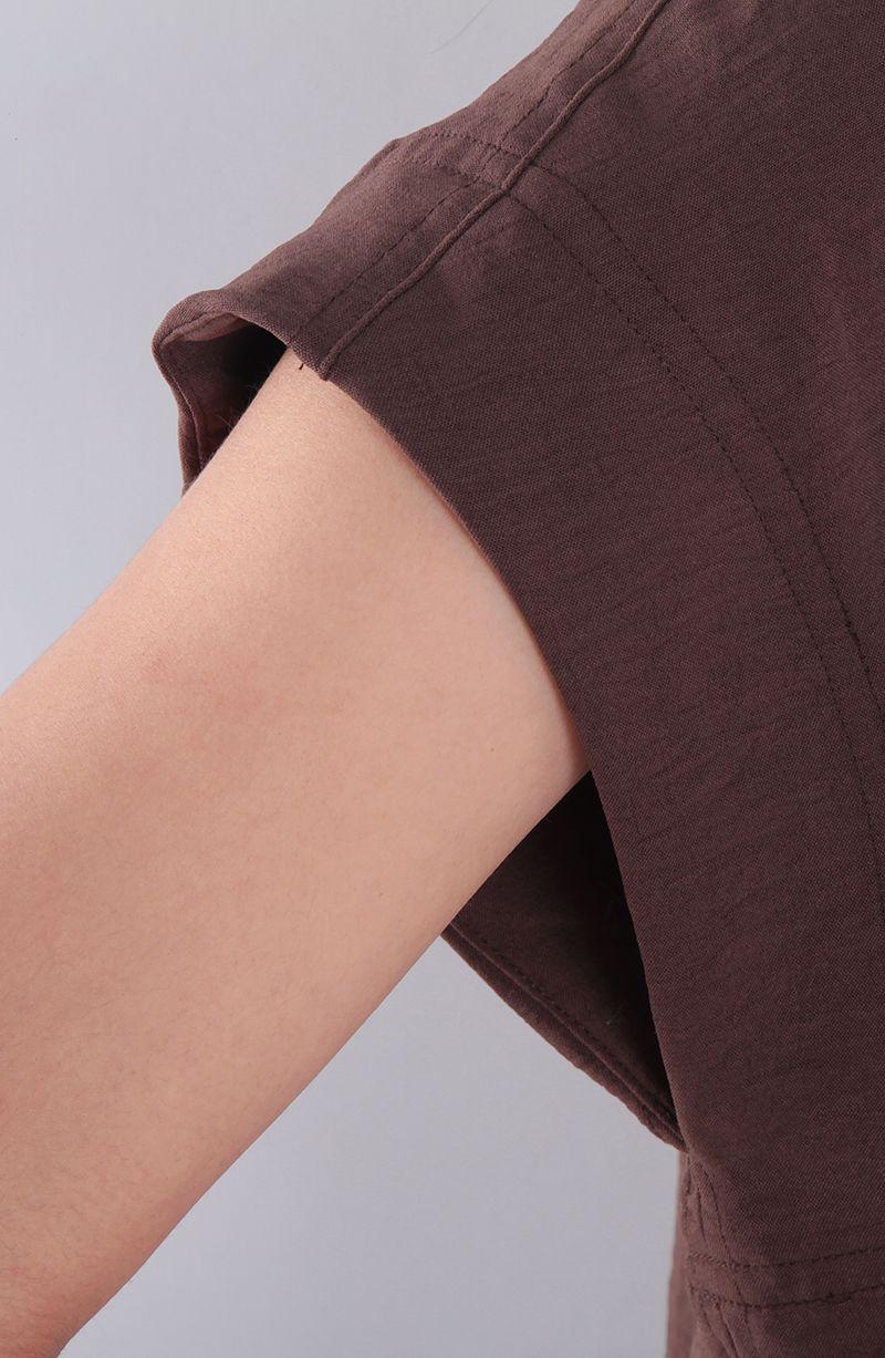 Blusa Manga Corta Abotonada En Delantero Con Bolsillos-2