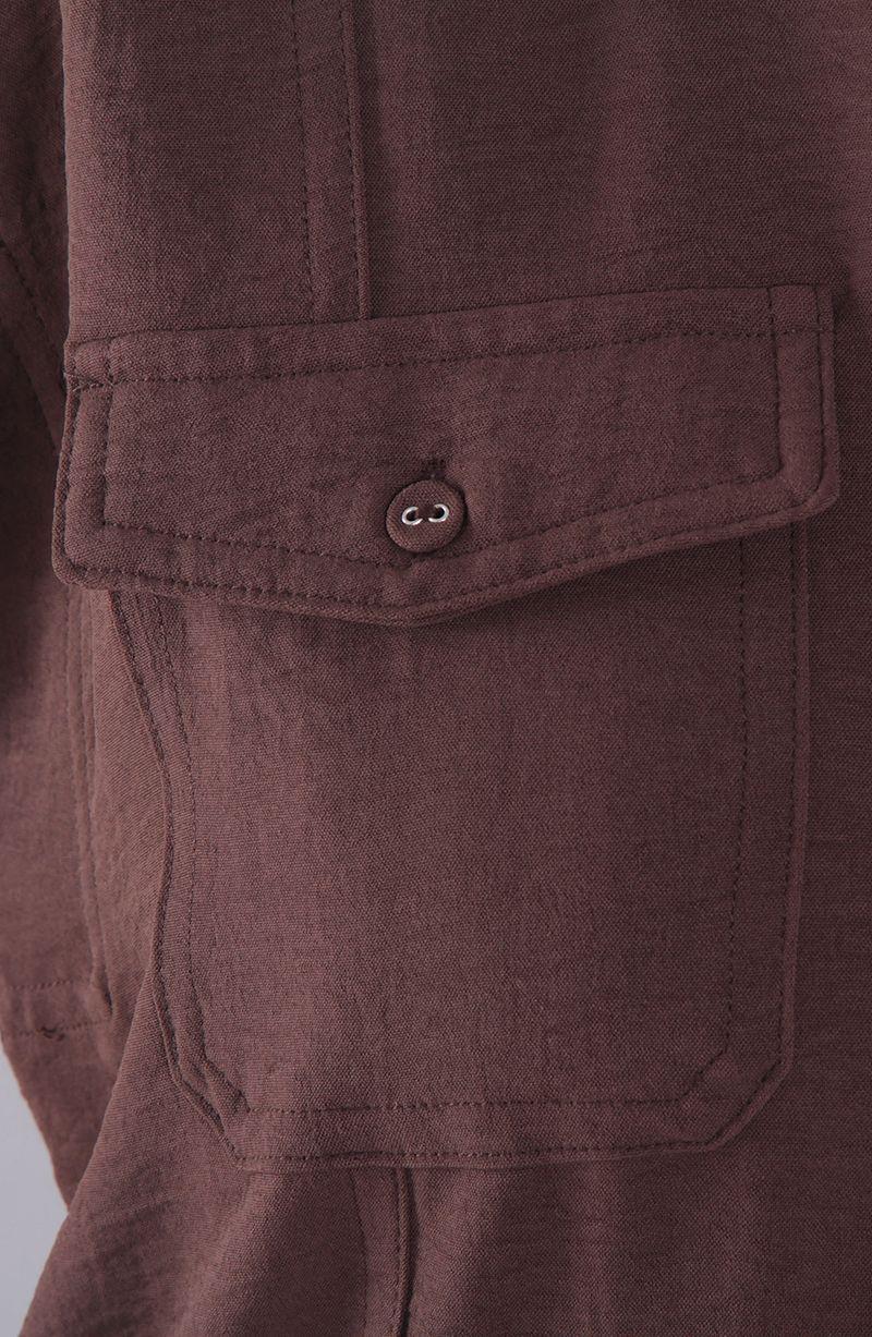 Blusa Manga Corta Abotonada En Delantero Con Bolsillos-3