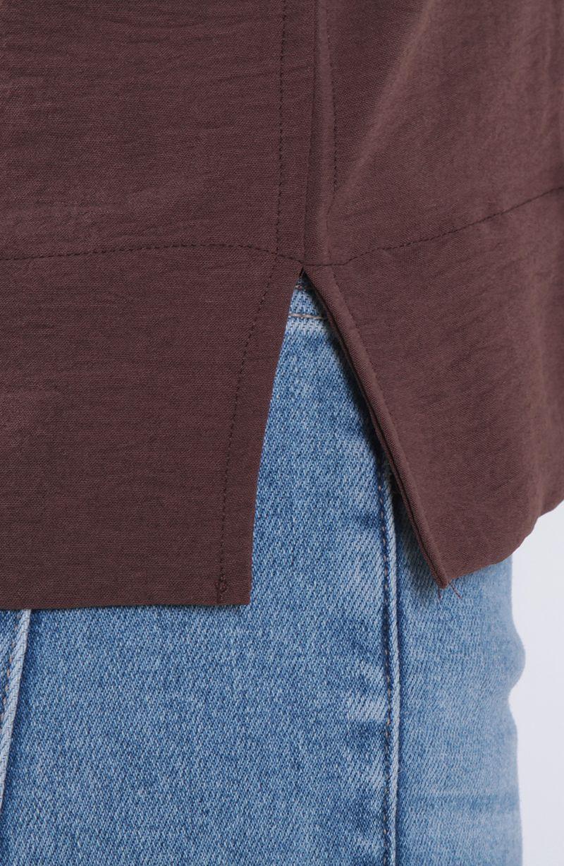 Blusa Manga Corta Abotonada En Delantero Con Bolsillos-4