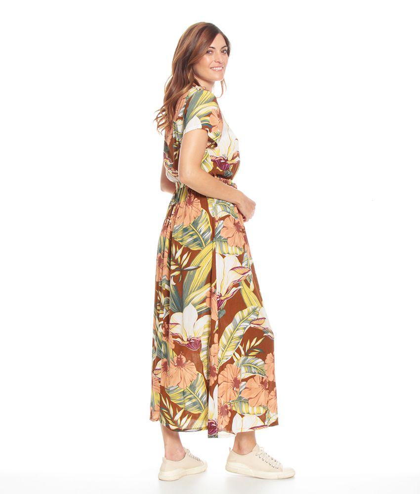 Vestido Manga Corta Estampado Escote V Cruzado-4