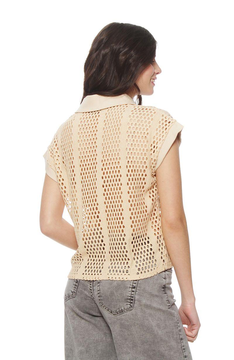 Polera Manga Corta Tejida Escote V-4