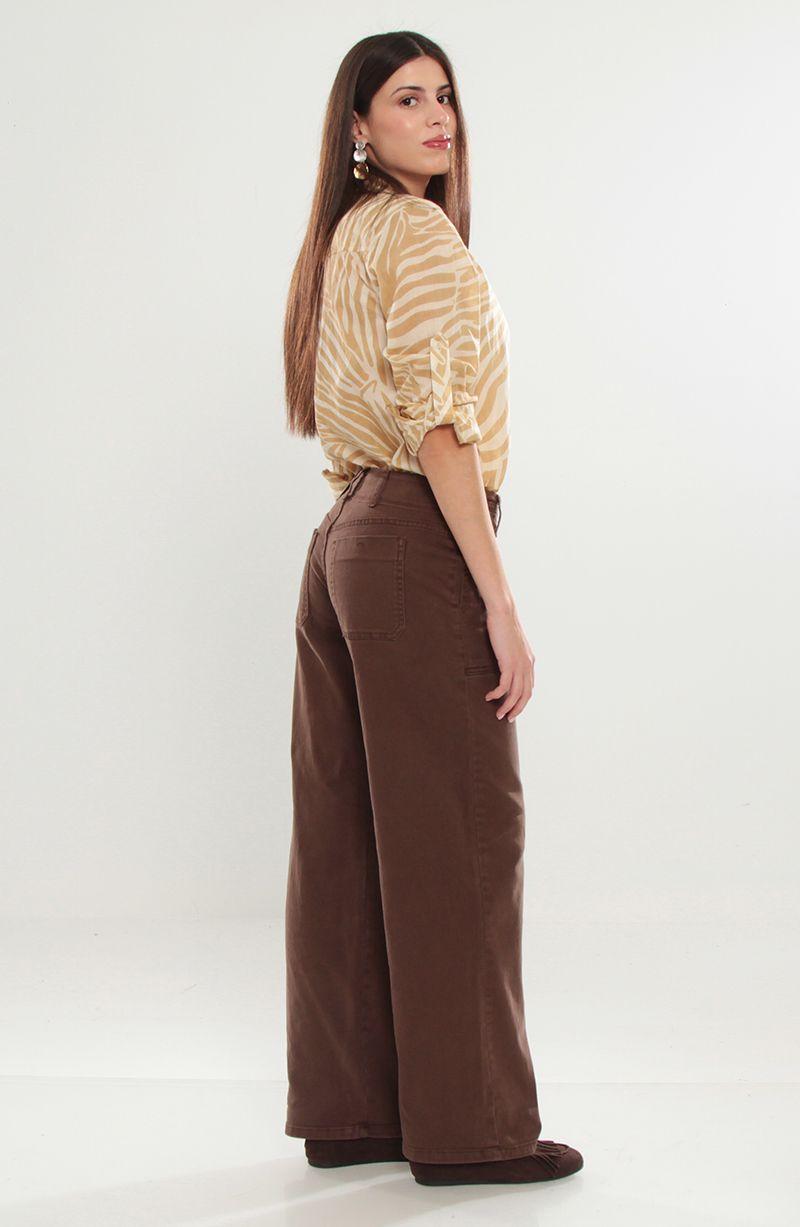 Jeans Cargo Wide Leg Tiro Alto Pretina Basica 1 Boton-9