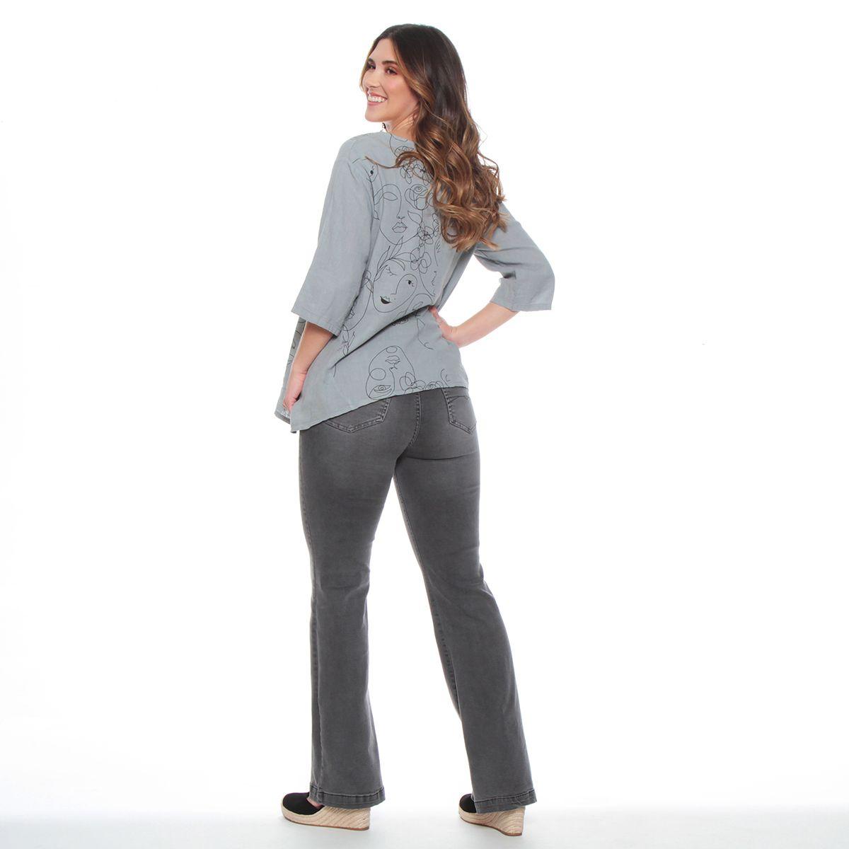 Blusa Manga 3/4 Solida  Escote Redondo Con Bordado-6