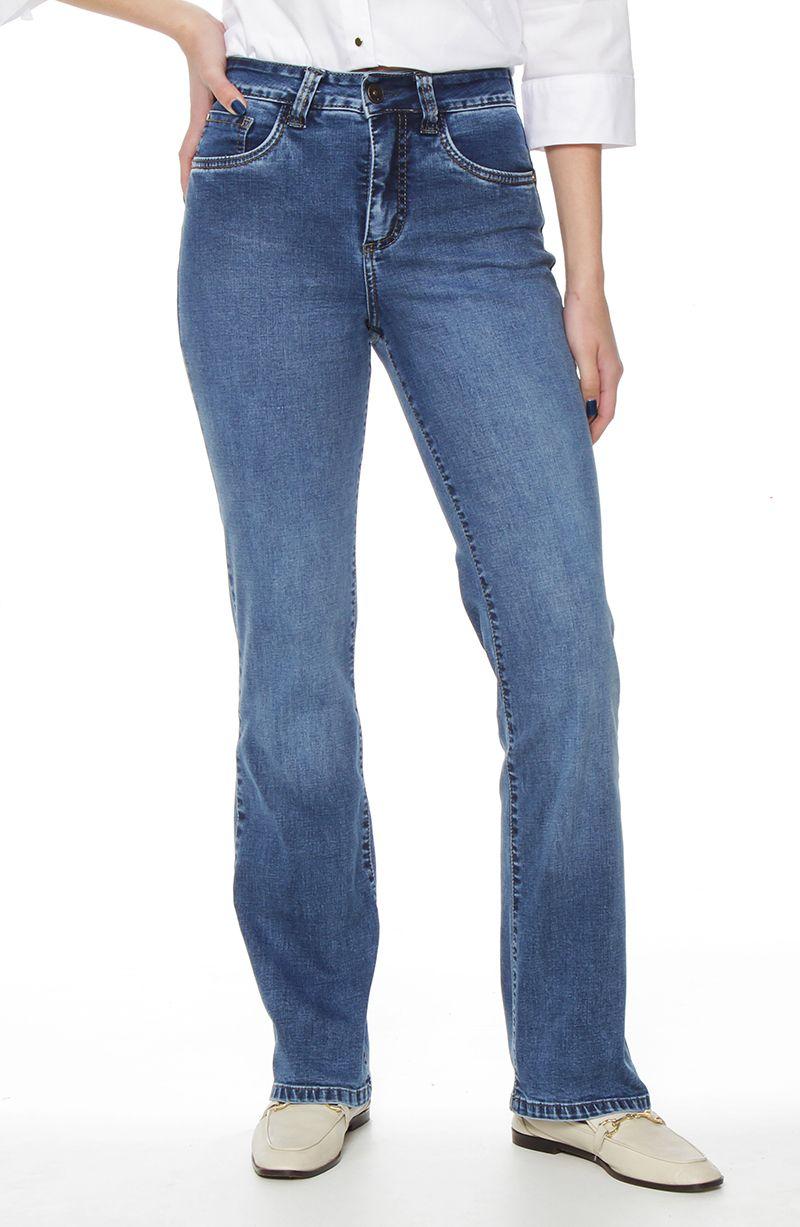 Jeans Recto Tiro Alto  Pretina Basica 1 Boton Push In Push Up-0