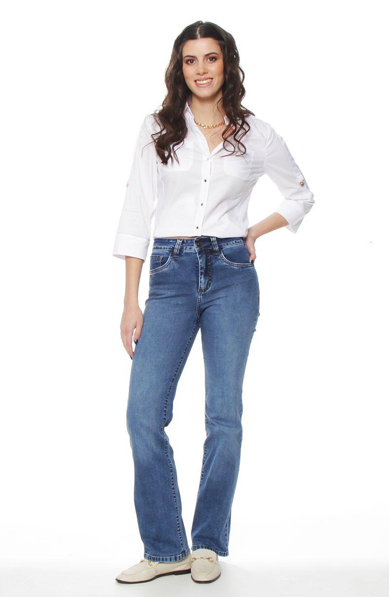 Jeans Recto Tiro Alto  Pretina Basica 1 Boton Push In Push Up-2