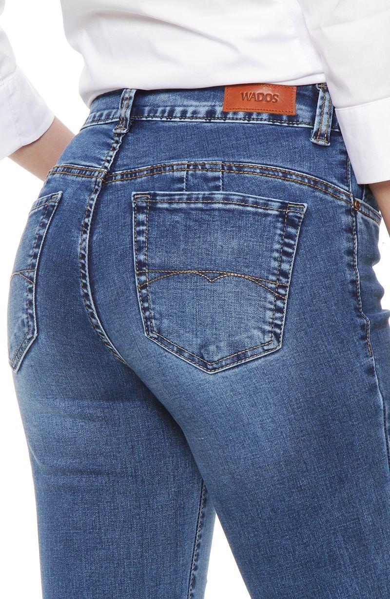 Jeans Recto Tiro Alto  Pretina Basica 1 Boton Push In Push Up-5