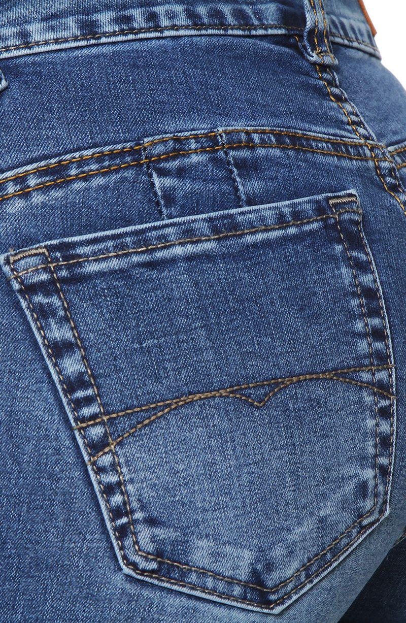 Jeans Recto Tiro Alto  Pretina Basica 1 Boton Push In Push Up-9