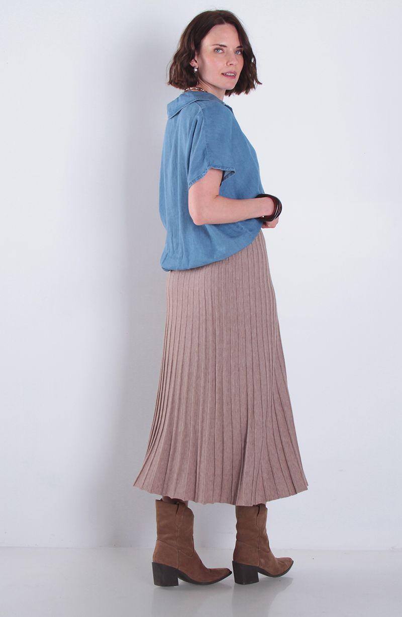 Falda Tejida Plisada Con Cintura Elasticada-5