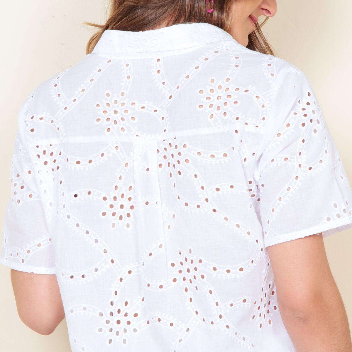 Blusa Abotonada Manga Corta Schiffli-5