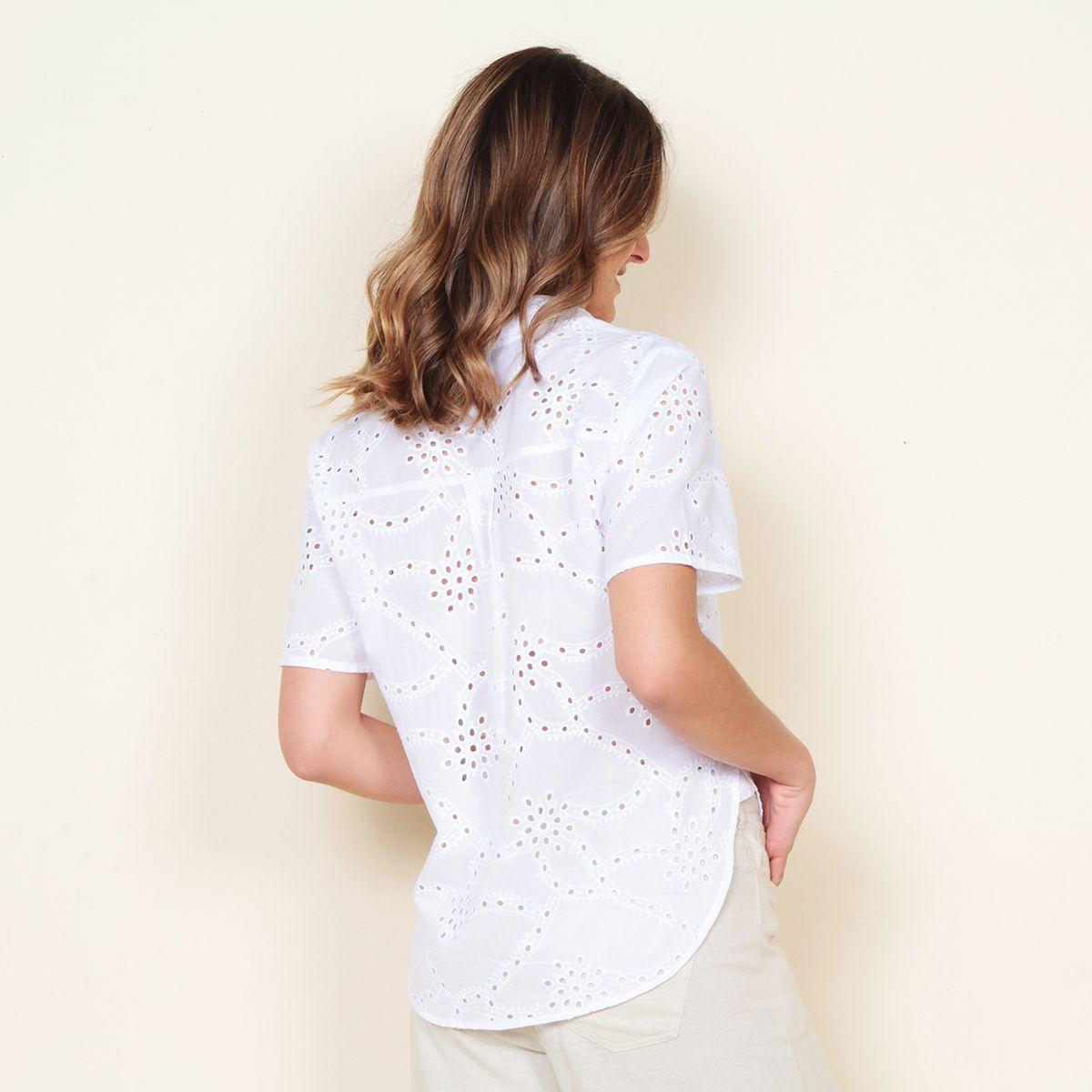 Blusa Abotonada Manga Corta Schiffli-6