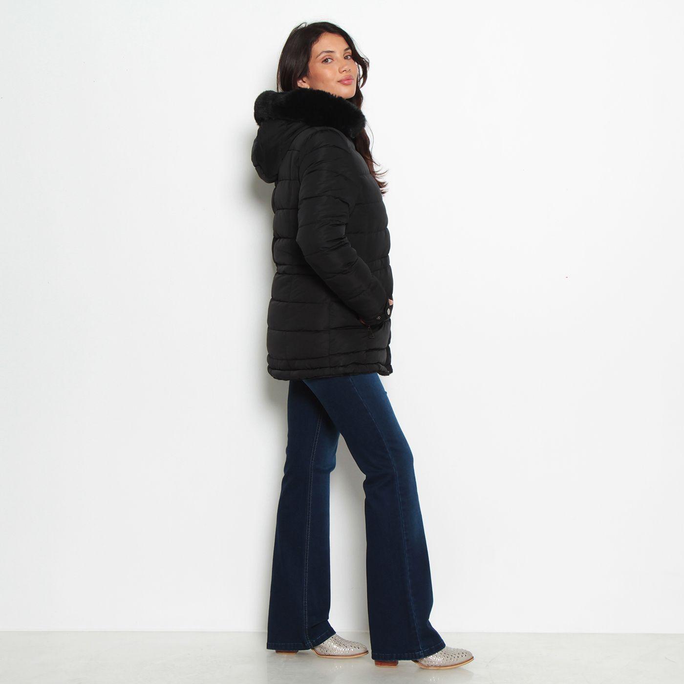 Parka Manga Larga Con Capucha Y Cierre En Delantero-5