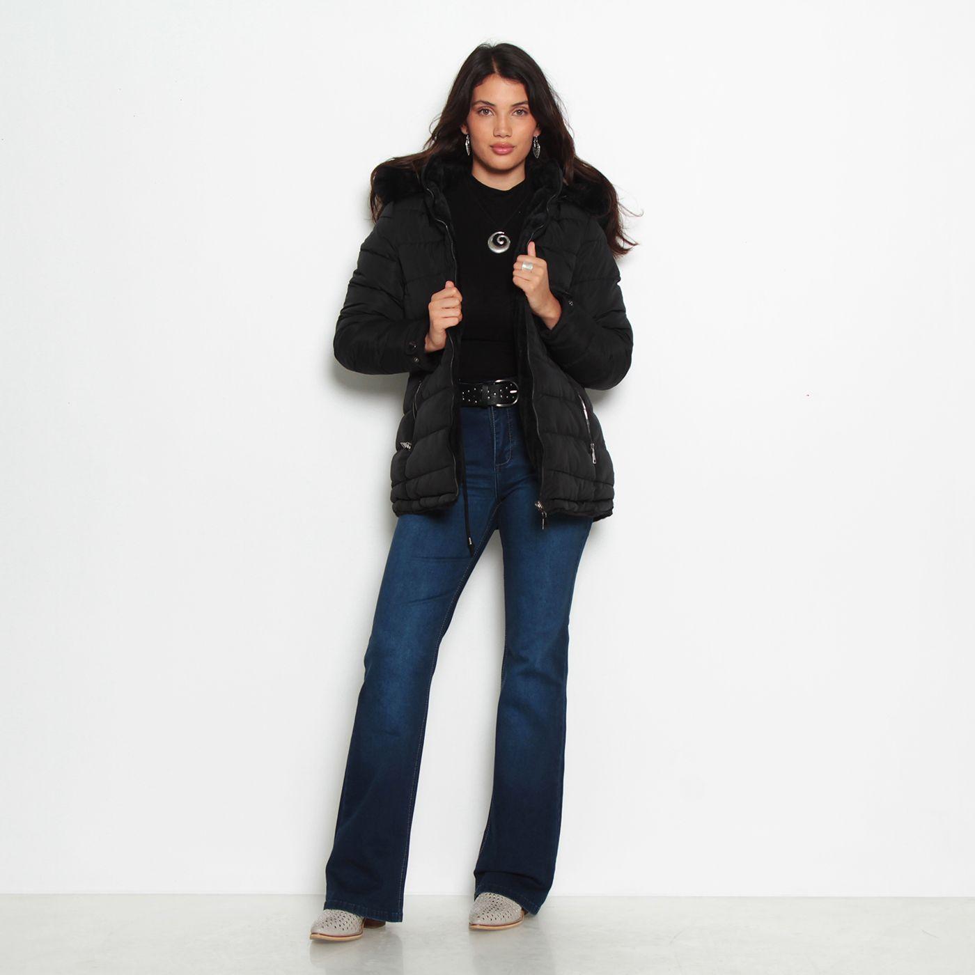 Parka Manga Larga Con Capucha Y Cierre En Delantero-6