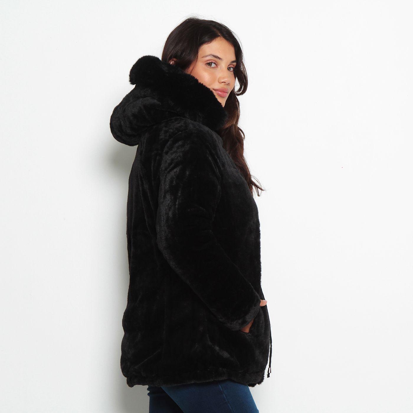 Parka Manga Larga Con Capucha Y Cierre En Delantero-7