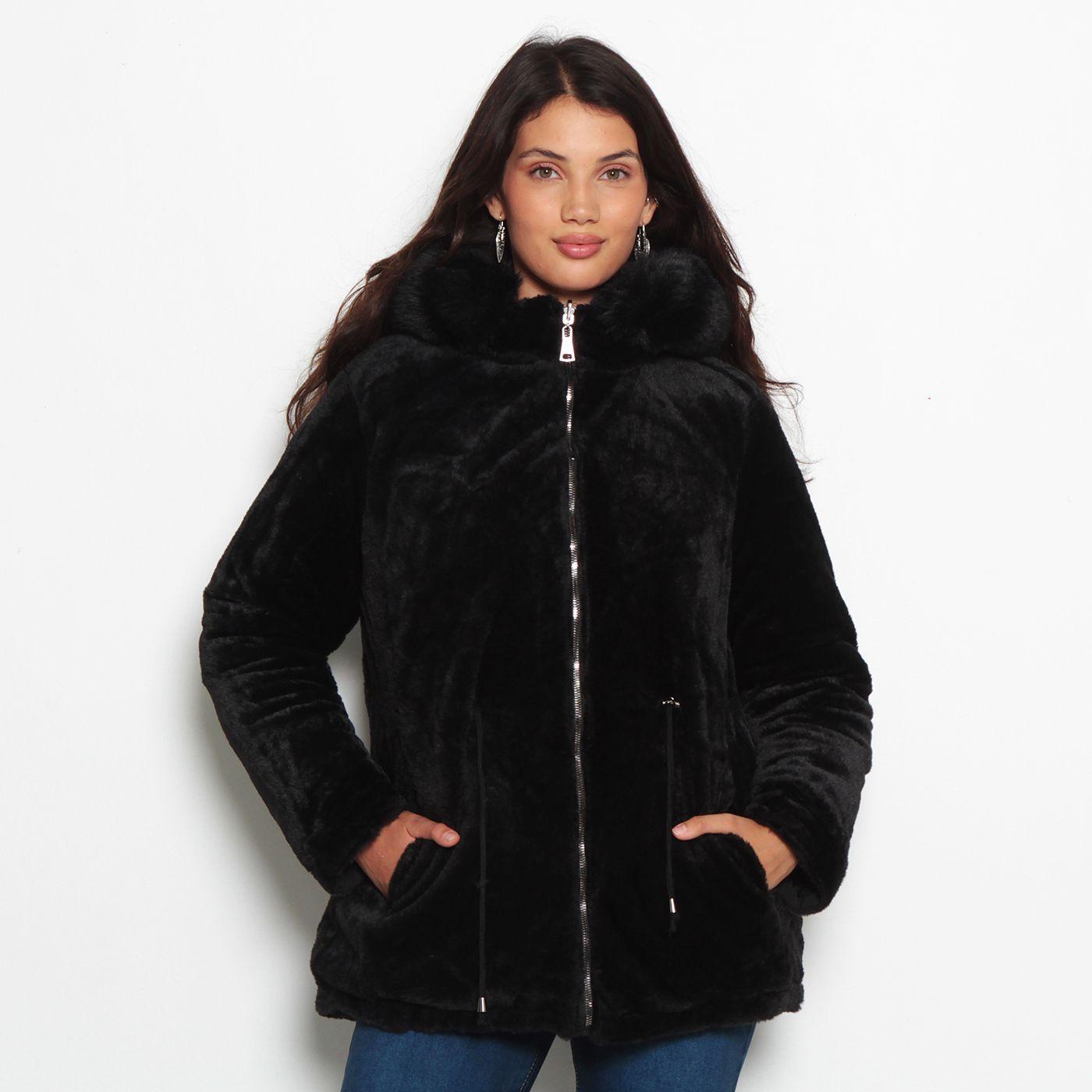 Parka Manga Larga Con Capucha Y Cierre En Delantero-8