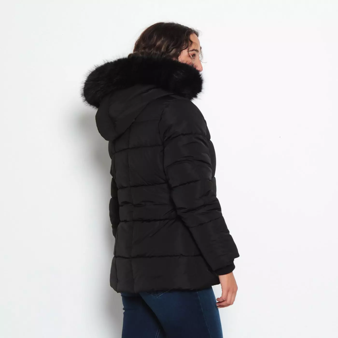 Parka Manga Larga Con Capucha Y Cierre En El Delantero Con Bolsillo-3