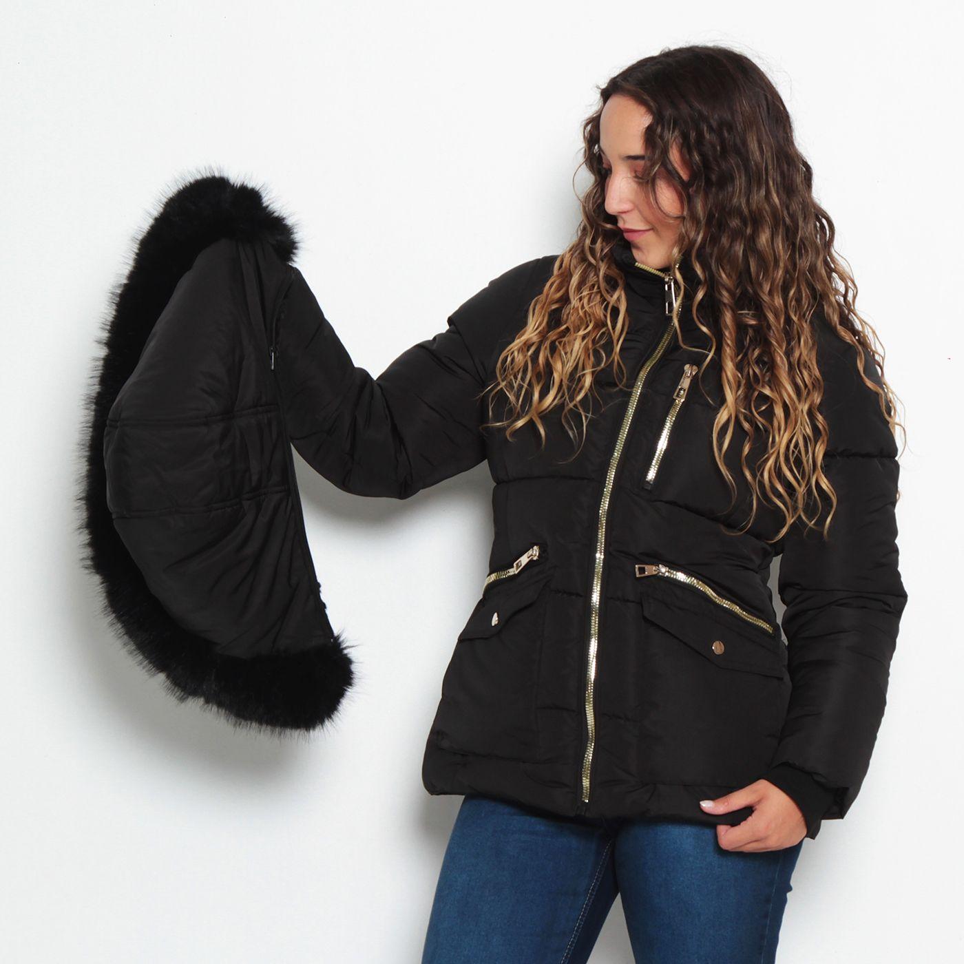 Parka Manga Larga Con Capucha Y Cierre En El Delantero Con Bolsillo-7