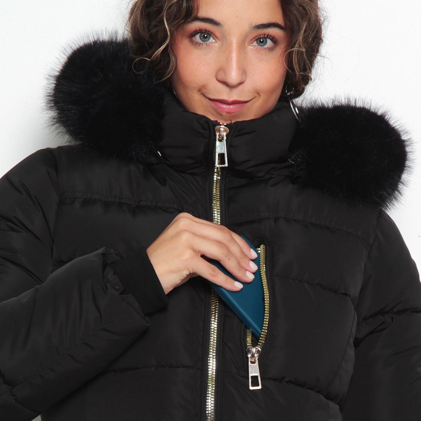 Parka Manga Larga Con Capucha Y Cierre En El Delantero Con Bolsillo-8