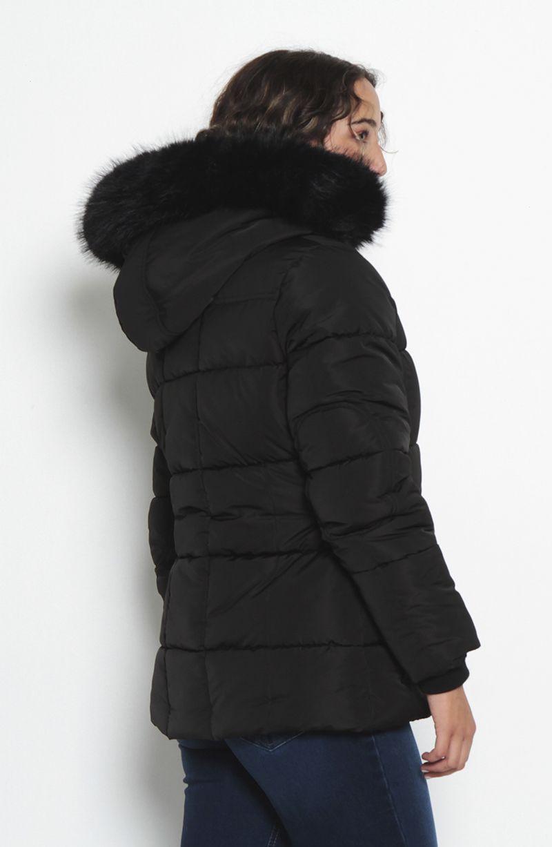 Parka Manga Larga Con Capucha Y Cierre En El Delantero Con Bolsillo-5