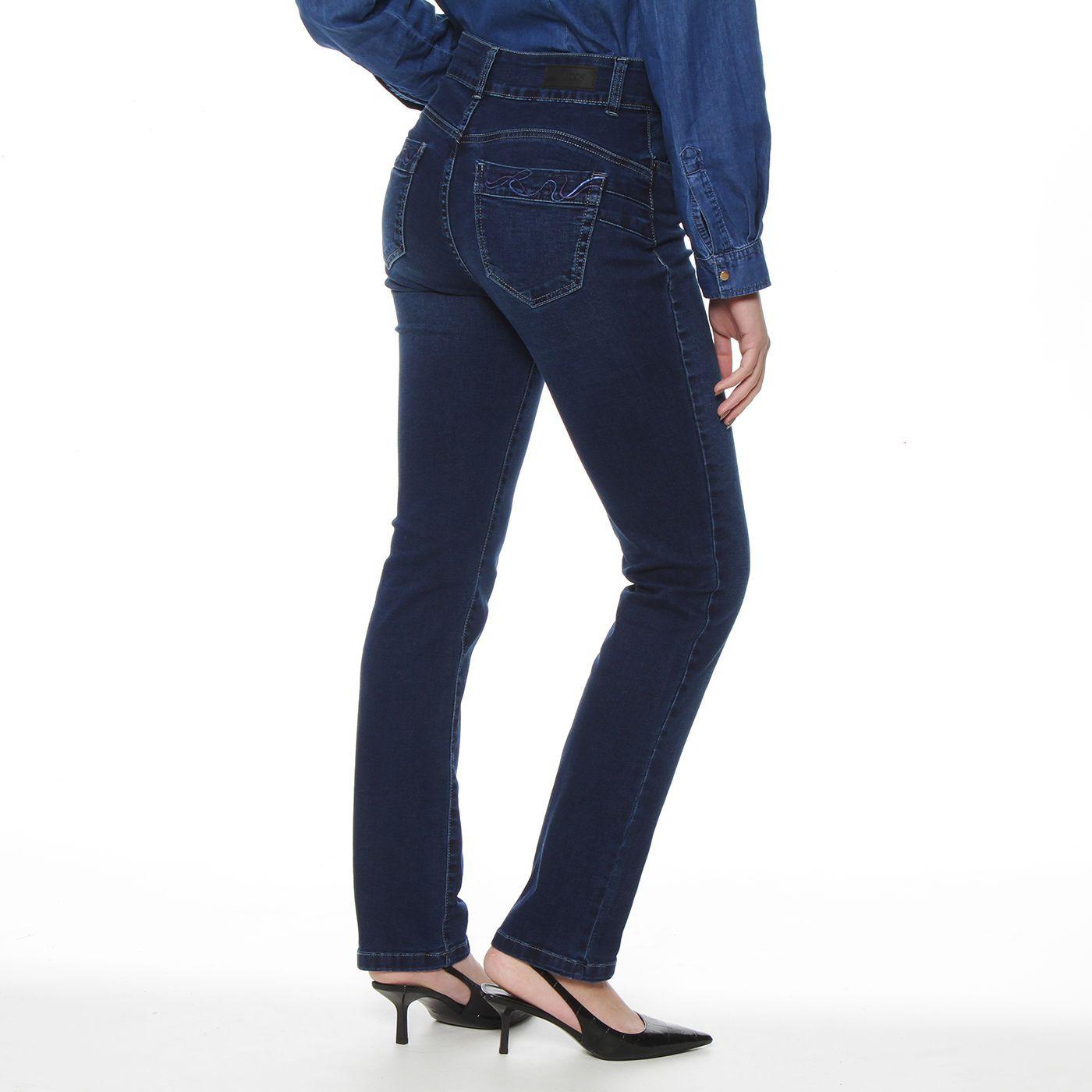 Jeans Recto Tiro Alto Pretina Media  Aplicacion Bordado-2