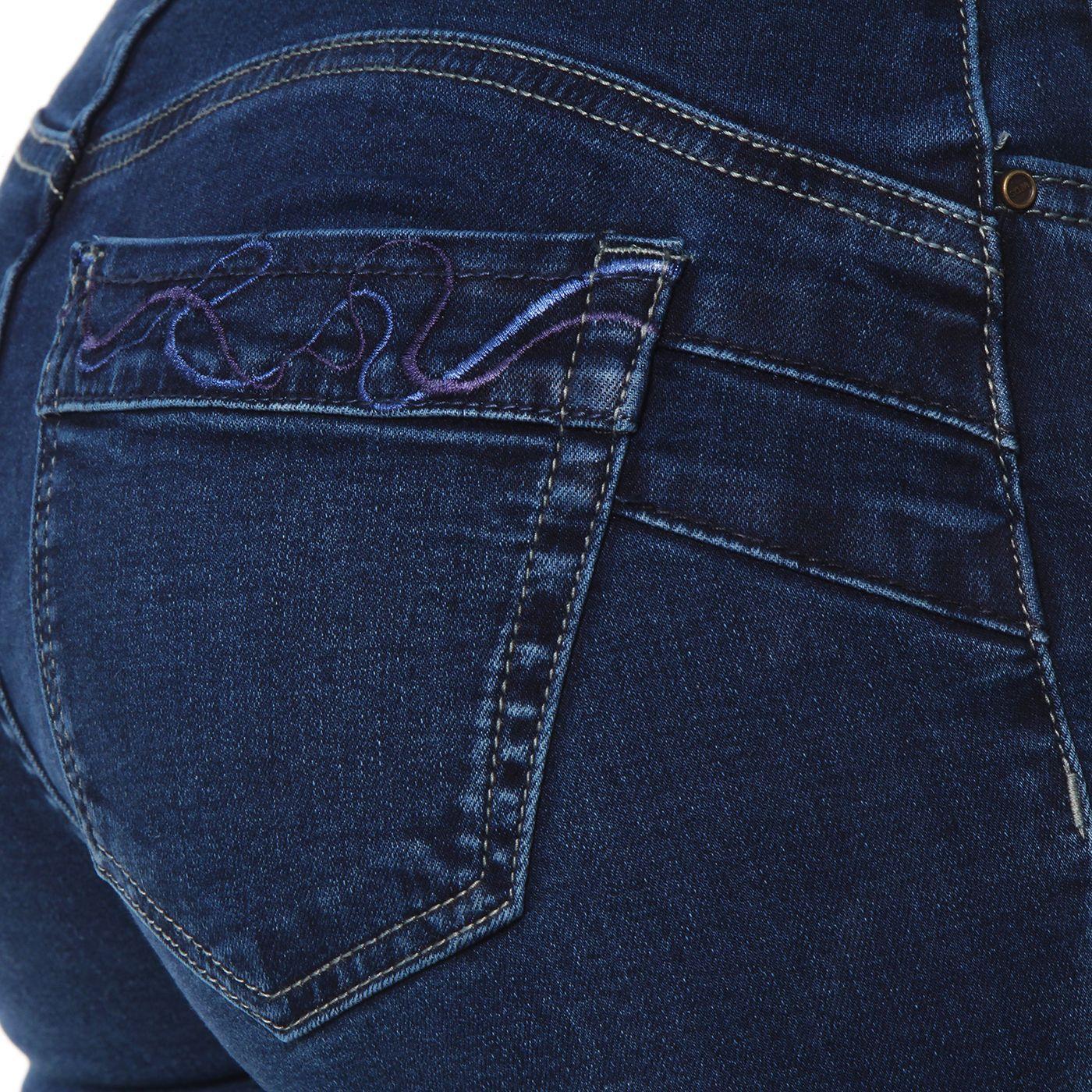 Jeans Recto Tiro Alto Pretina Media  Aplicacion Bordado-7