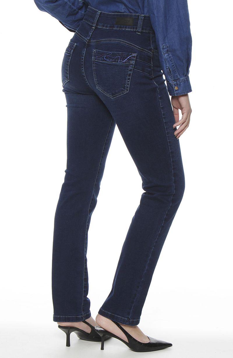 Jeans Recto Tiro Alto Pretina Media  Aplicacion Bordado-4