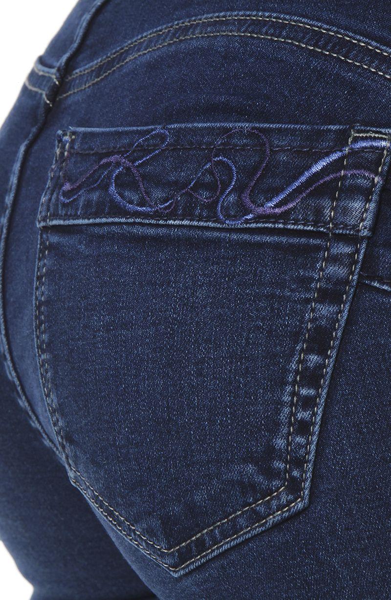 Jeans Recto Tiro Alto Pretina Media  Aplicacion Bordado-7