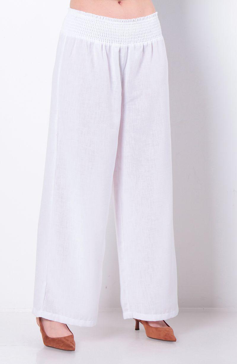 Pantalon Wide Leg Tiro Alto Pretina Elasticada-0