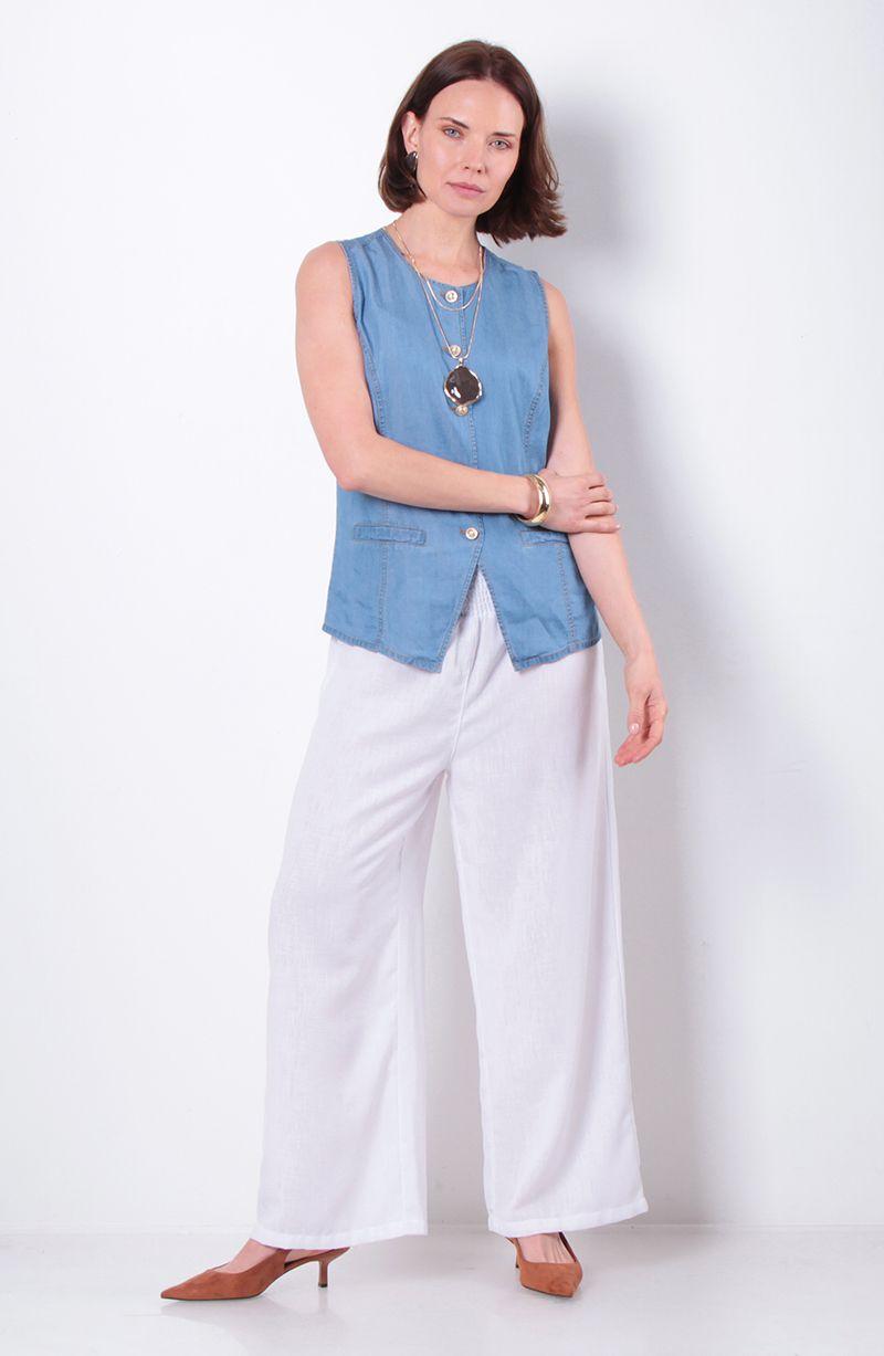 Pantalon Wide Leg Tiro Alto Pretina Elasticada-3