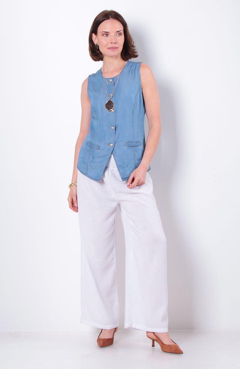 Pantalon Wide Leg Tiro Alto Pretina Elasticada-4