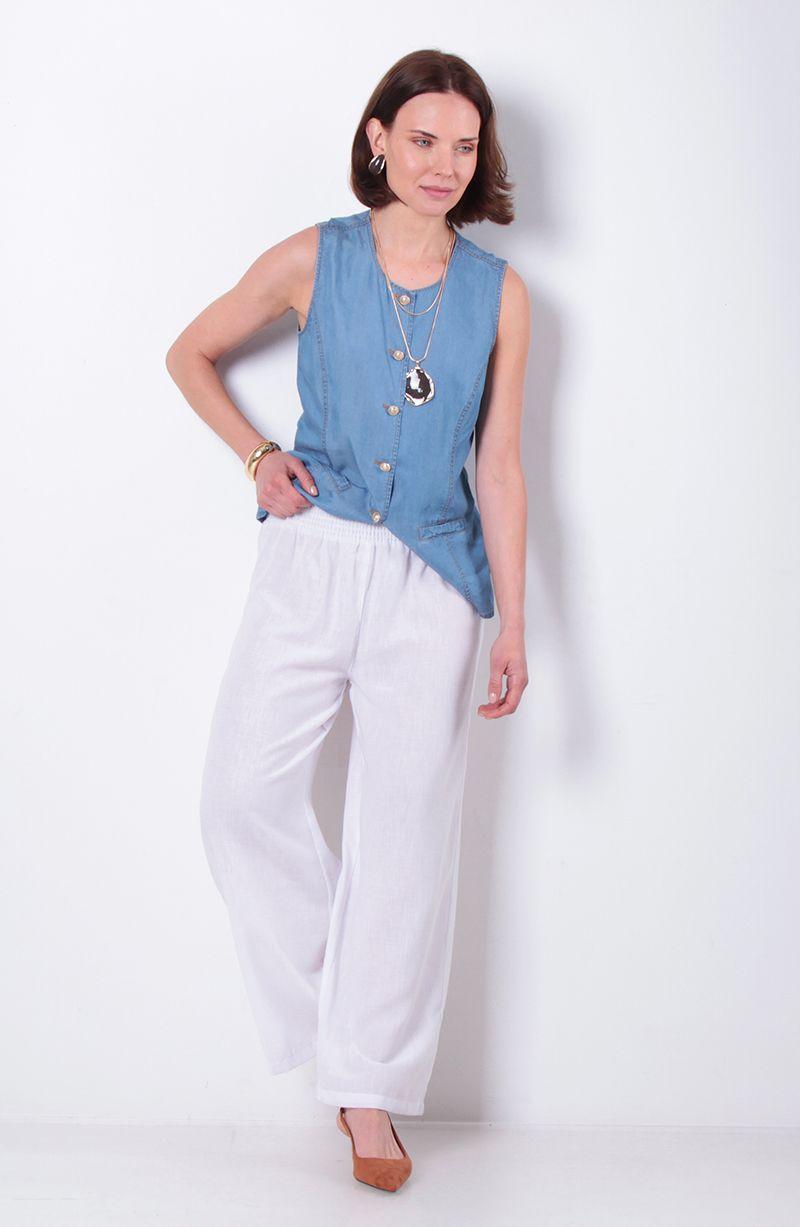 Pantalon Wide Leg Tiro Alto Pretina Elasticada-5