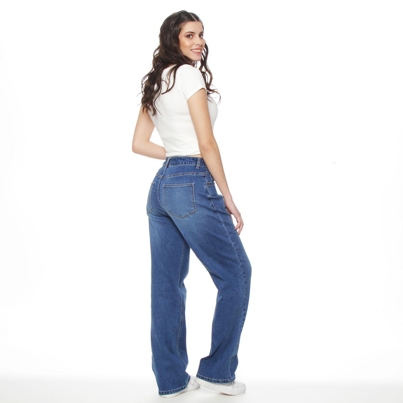 Jeans Recto Tiro Alto Pretina  Basica 1 Boton-5