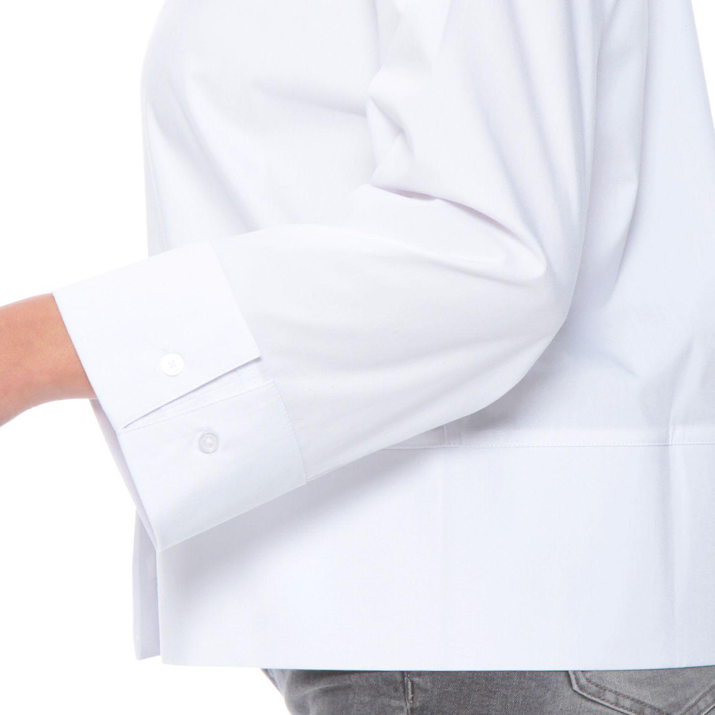 Blusa Manga Larga Solida Abotonada En Delantero Con Corte En Ruedo-2